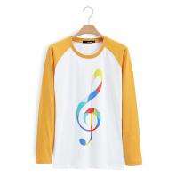[VT]印花T恤 音乐符号(女款) 白色/姜黄色