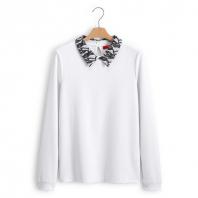 [VT]甜美蕾丝领长袖T恤(女款) 白色/黑色