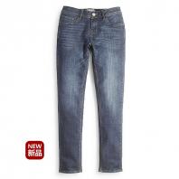 百搭多色修身窄脚牛仔长裤女款VJ1305 怀旧中蓝色