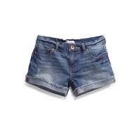 百搭水洗翻边合体牛仔短裤女款VJ24...