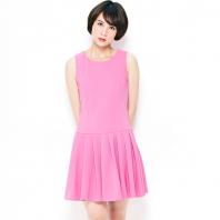 Street 压褶无袖连衣裙 糖果粉色