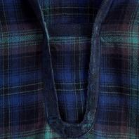 全棉色织格子格调拼接女式长袖衬衫 蓝绿格子