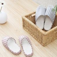 宽条纹棉麻底拖鞋/情侣拖鞋套装